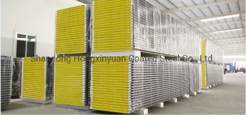 Perforated/Acoustic Absorption/Soundproof/Fireproof PU Closing Rockwool Sandwich Panel for Power Plant/Textile Mill