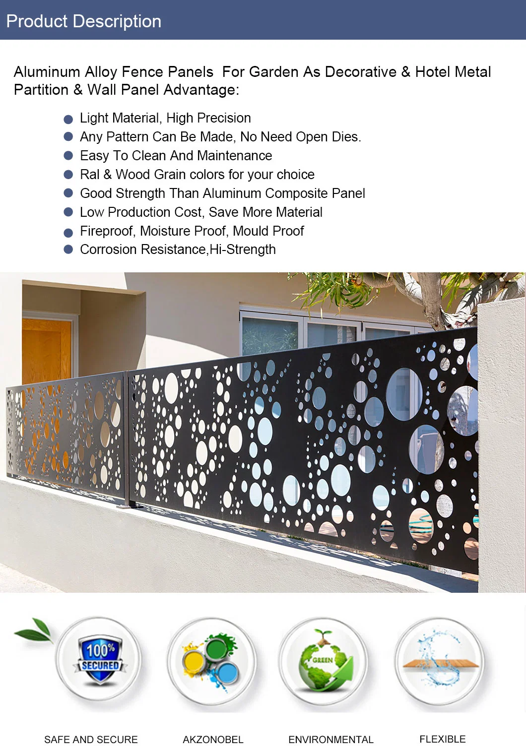 Decorative Aluminum Panel Perforated Exterior Metal Aluminium Fence Panels